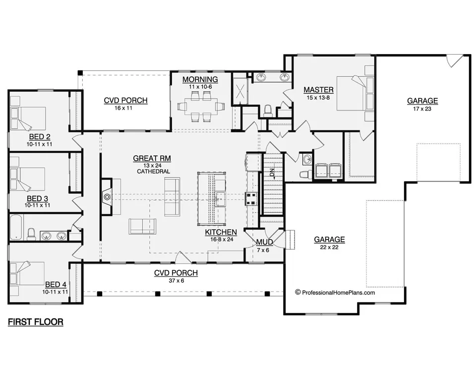 The Miller main level floor plan